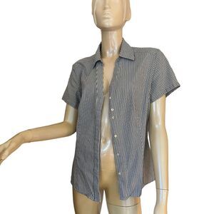 Riders by Lee Vintage Pinstripe Beach Button Down Shirt